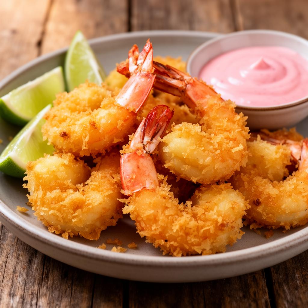 Camarones apanados crujientes hechos en AirFryer